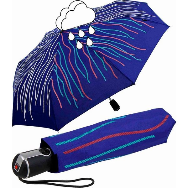 Knirps® Stockregenschirm Large Duomatic mit Farbwechsel - Wet Print Rope, bei Nässe färben sich die weißen Fäden bunt