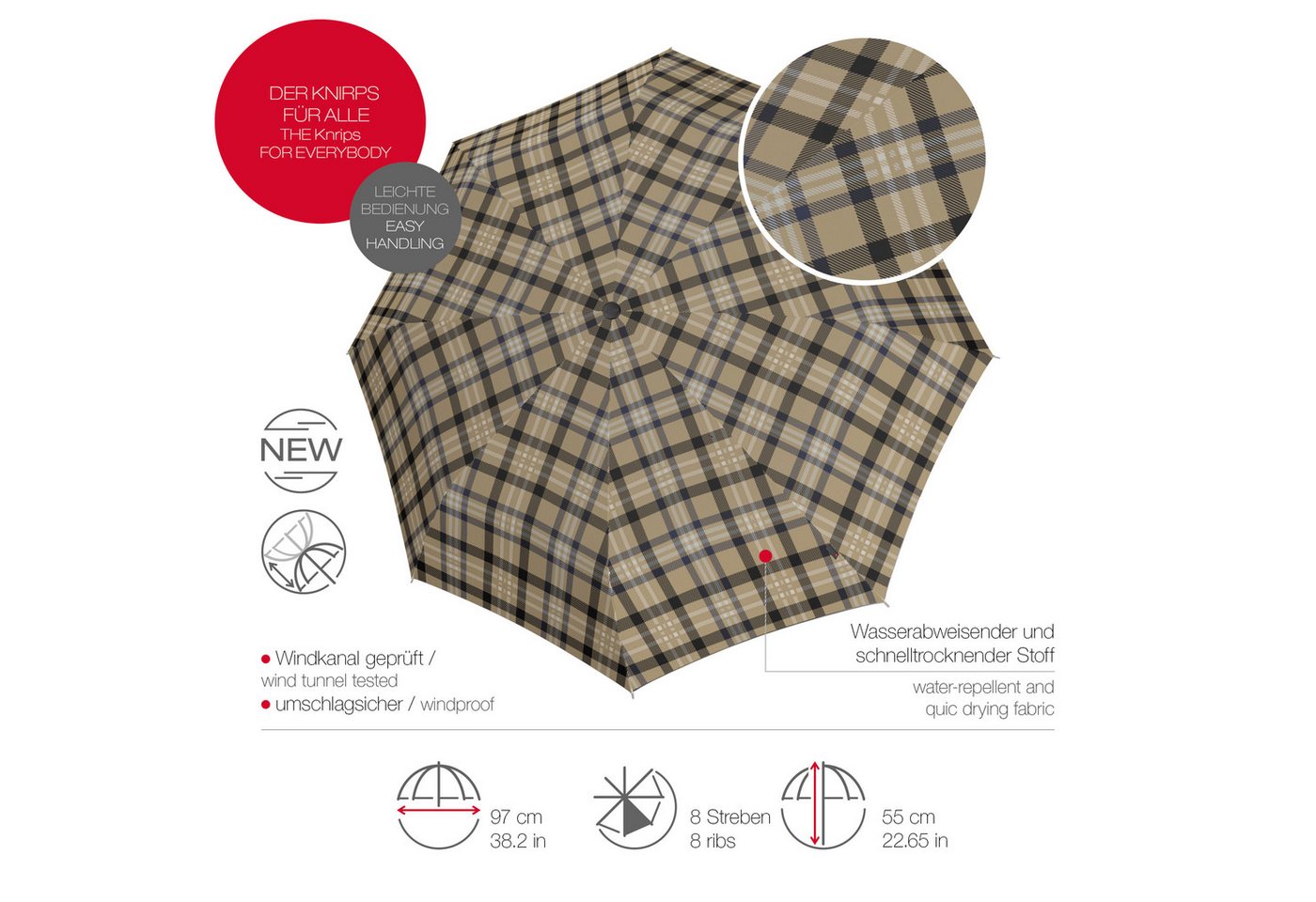 Knirps® Taschenregenschirm I.200, stabil & sturmfest, automatisch – Bild 4 von 5