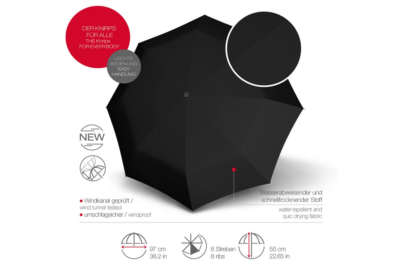 Knirps® Taschenregenschirm I.200, stabil & sturmfest, automatisch – Bild 5 von 5