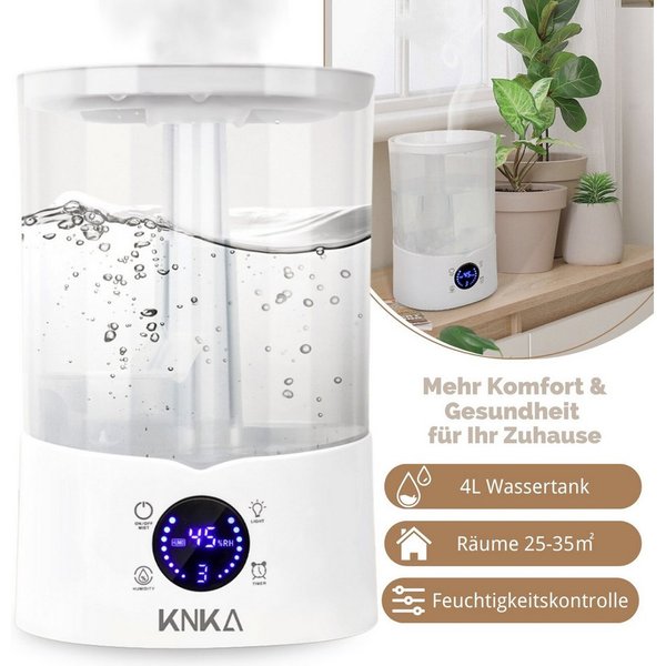 KNKA PRO Luftbefeuchter Top Fill Luftbefeuchter, Aroma Diffuser Raumbefeuchter, 4,00 l Wassertank, Ultraschall Aromatherapie Diffusor für Büro,Yoga,Spa,Schlafzi