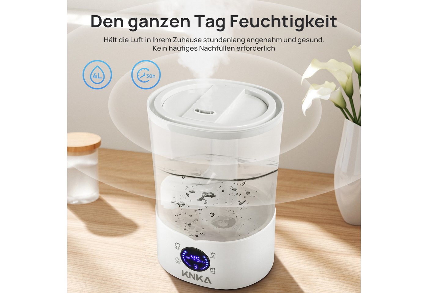 KNKA PRO Luftbefeuchter Top Fill Luftbefeuchter, Aroma Diffuser Raumbefeuchter, 4,00 l Wassertank, Ultraschall Aromatherapie Diffusor für Büro,Yoga,Spa,Schlafzi – Bild 4 von 5