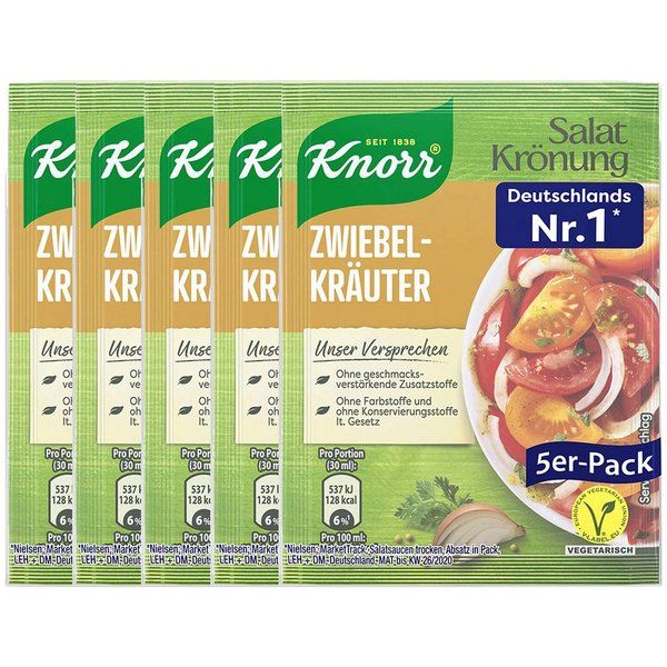 Knorr Saucen, Knorr Salatkrönung Zwiebel Kräuter feines Dressing 5x 8g 5er Pack