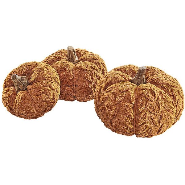 Kobolo Dekoobjekt Kürbis Herbstdeko aus Textil Set - 3 Größen orange Herbst Dekoration (3er Set, 3 St., verschiedene Größen), 1x 11x9 cm