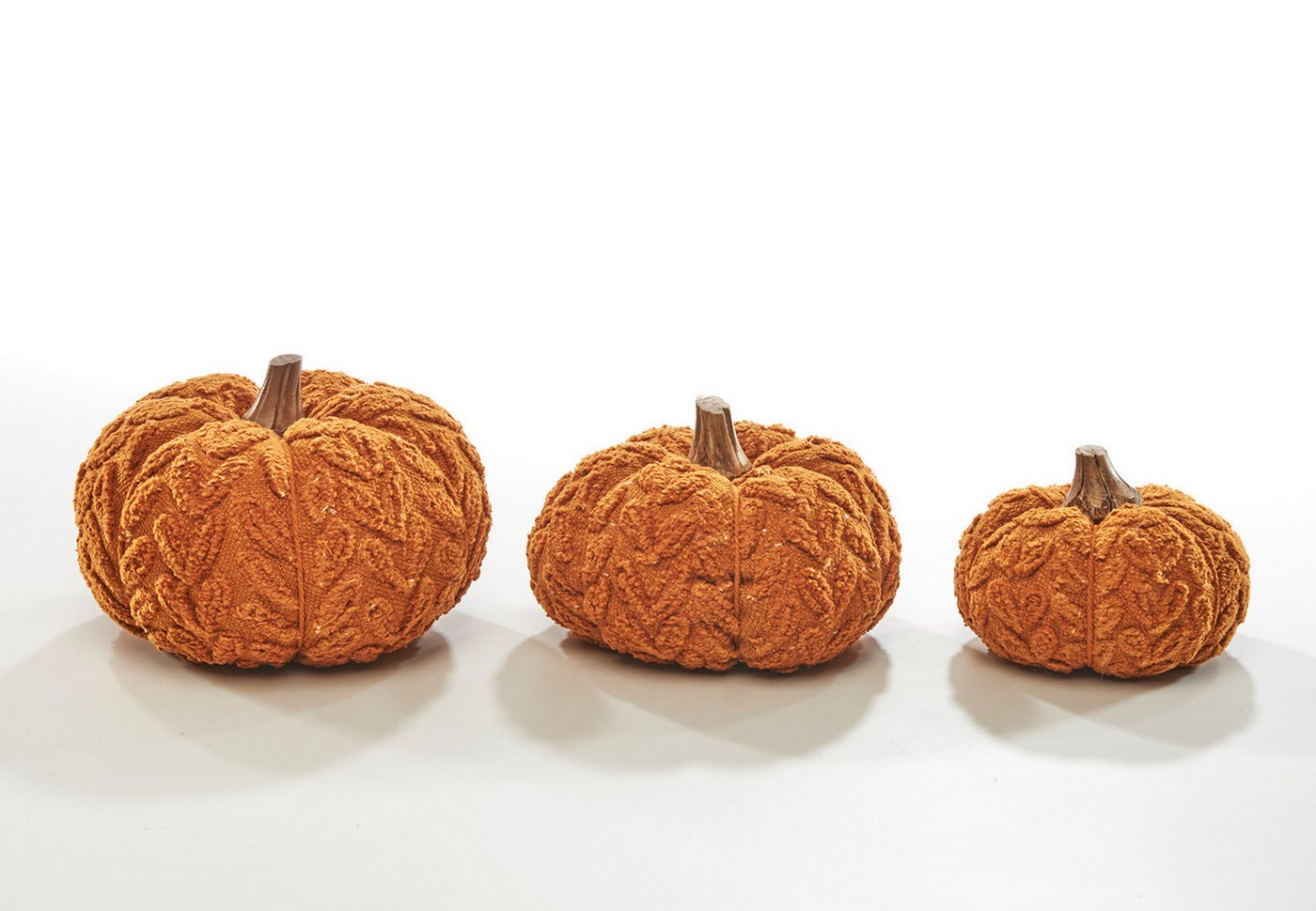 Kobolo Dekoobjekt Kürbis Herbstdeko aus Textil Set - 3 Größen orange Herbst Dekoration (3er Set, 3 St., verschiedene Größen), 1x 11x9 cm – Bild 3 von 5