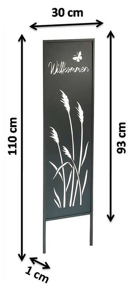 Kobolo Gartenstecker Dekostecker Gartentafel - WILLKOMMEN - 30x93 cm (aus Metall) – Bild 3 von 5