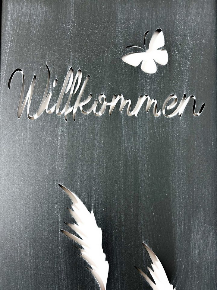 Kobolo Gartenstecker Dekostecker Gartentafel - WILLKOMMEN - 30x93 cm (aus Metall) – Bild 5 von 5