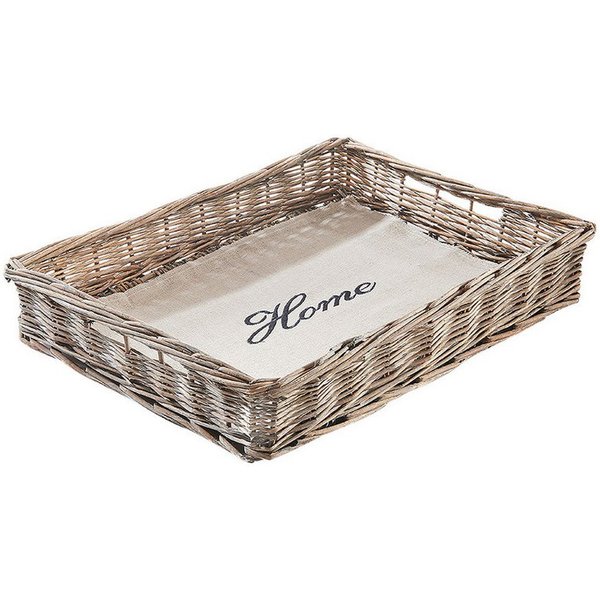 Kobolo Tablett Serviertablett mit Textil Schriftzug HOME, Weide