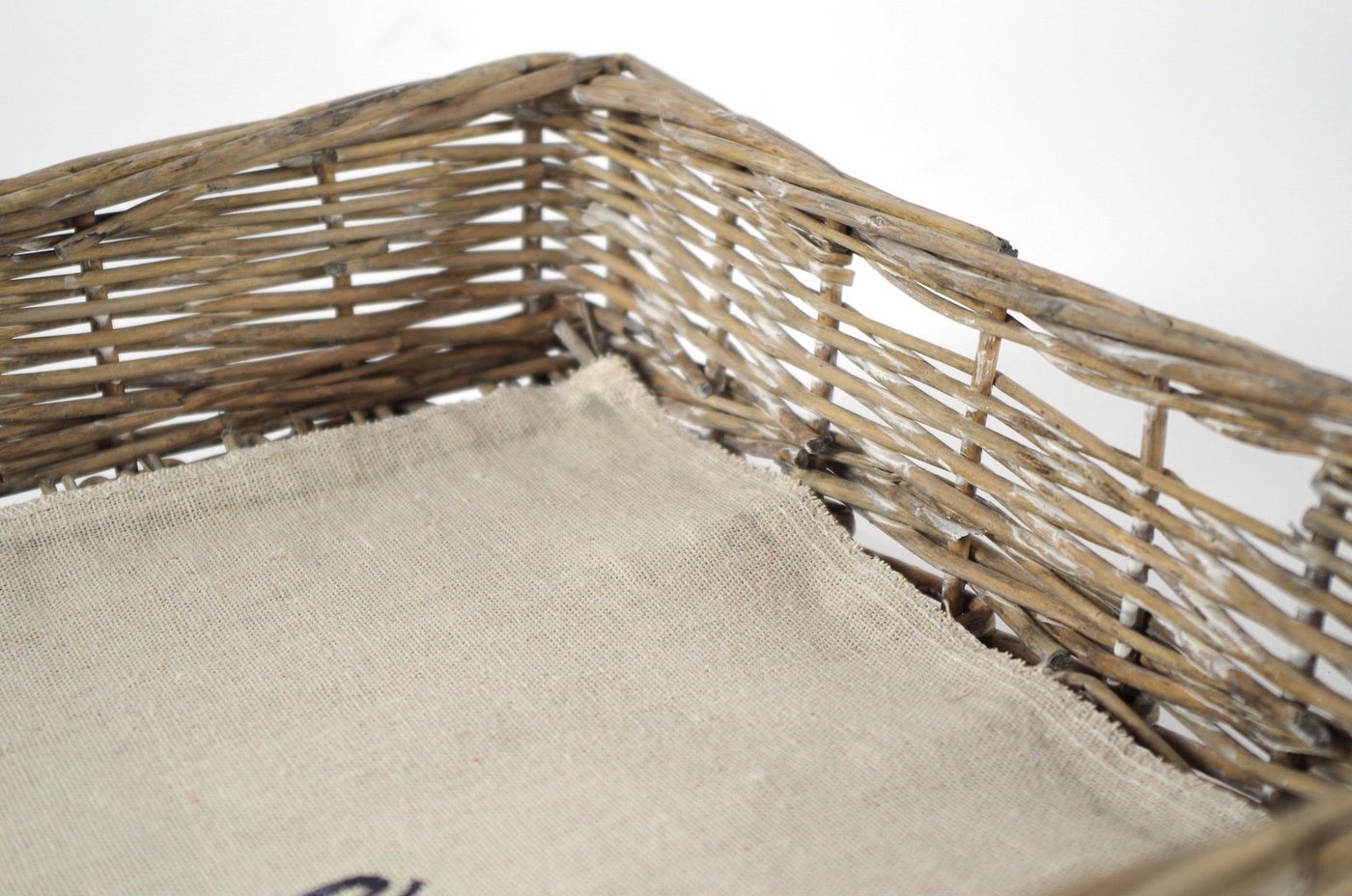 Kobolo Tablett Serviertablett mit Textil Schriftzug HOME, Weide – Bild 4 von 5