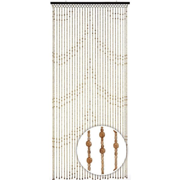 Kobolo Türvorhang Holzperlenvorhang Samara 90x200 cm, Türgardine Balkontür Insektenschu (1 St), Ösen, transparent