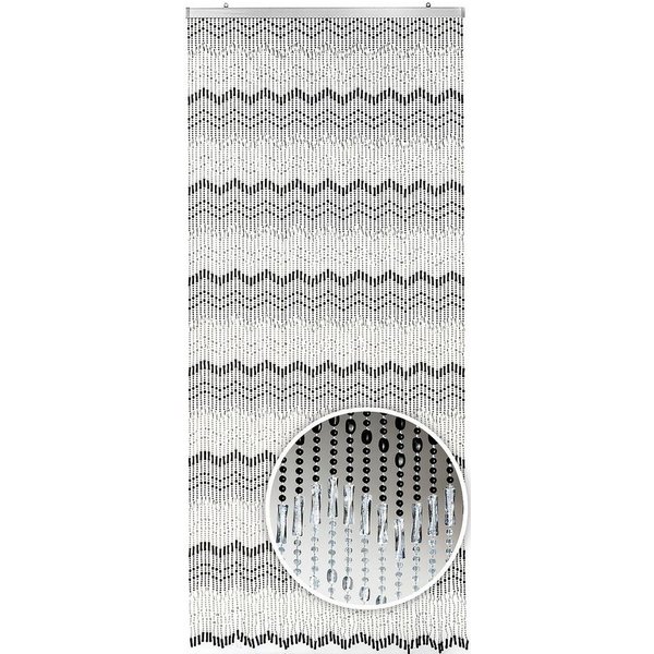 Kobolo Türvorhang Perlenvorhang MOUNTAIN - black white - 90x200 cm (1 St), Ösen, transparent