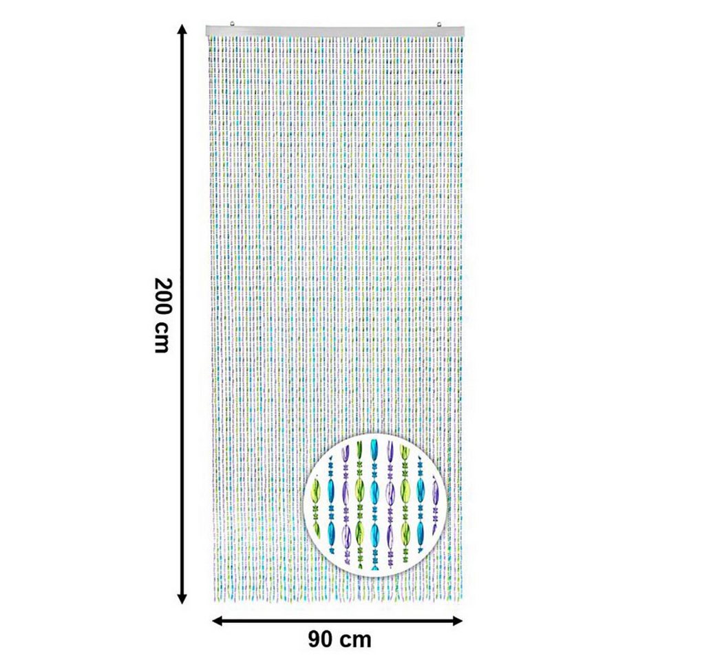 Kobolo Türvorhang Perlenvorhang RAINBOW 90x200 cm - Kunststoff bunt (1 St), Ösen – Bild 2 von 5