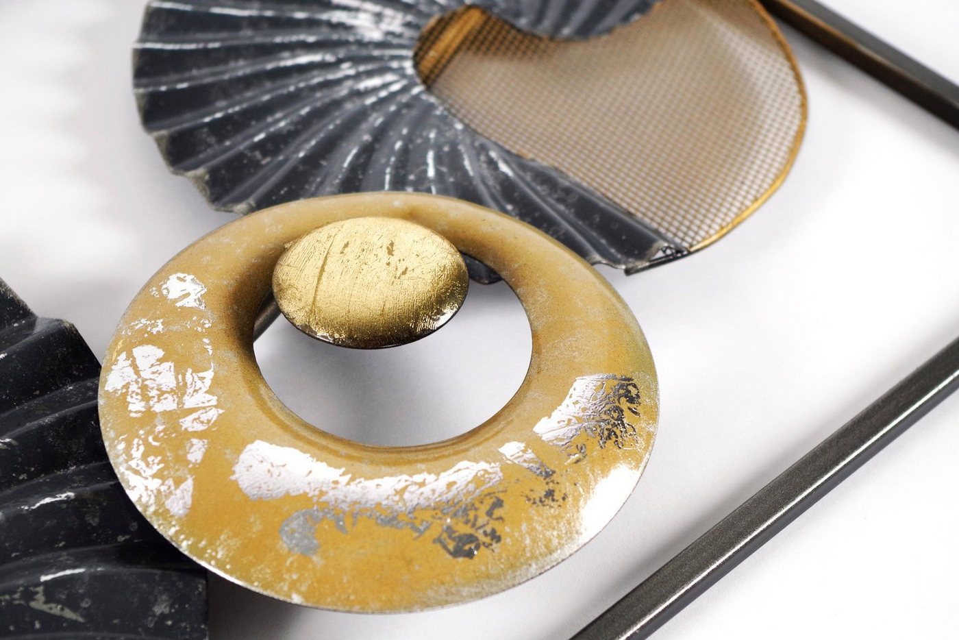 Kobolo Wandbild Metallbild Bild -SEASHELL- Hoch- Querformat - grau weiß gold, Abstrakt, 3D Effekt – Bild 4 von 5