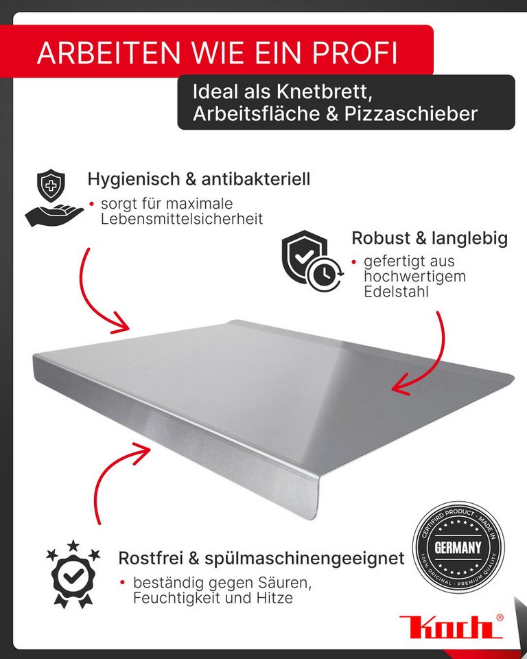Koch Schneidebrett / Arbeitsplatte 70 x 54 cm mit Mehlfangkante Edelstahl – Bild 3 von 5