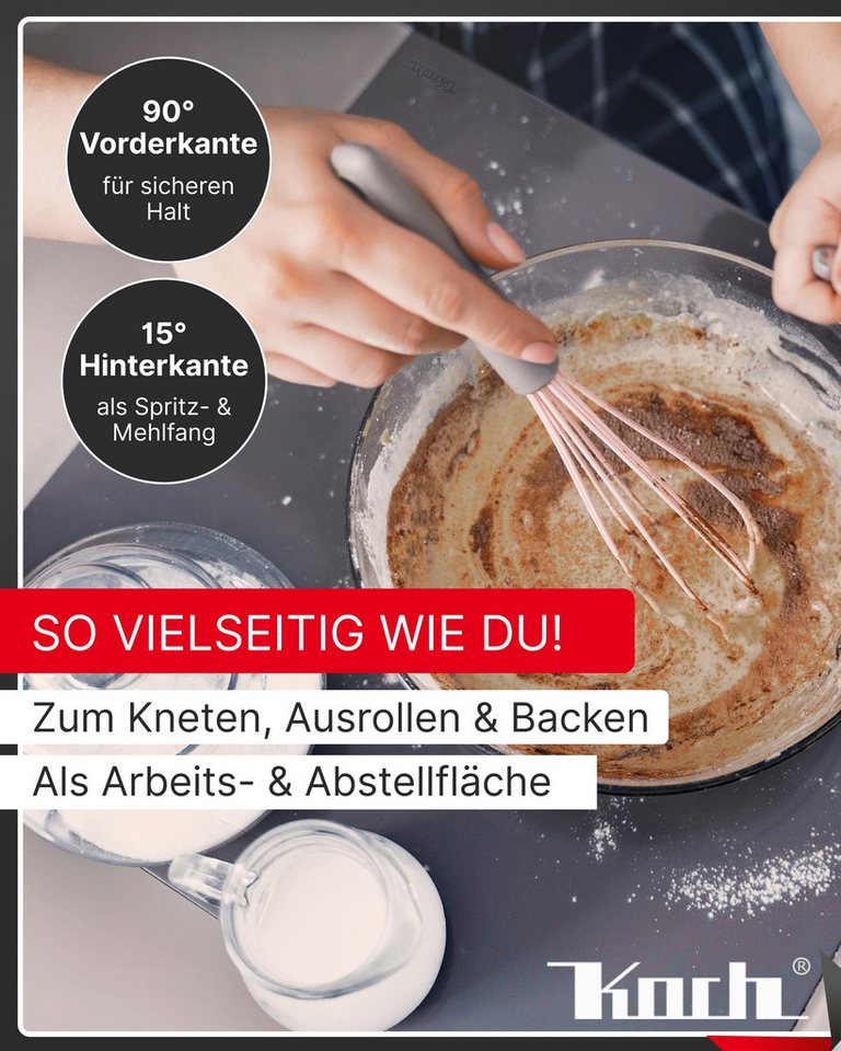 Koch Schneidebrett / Arbeitsplatte 70 x 54 cm mit Mehlfangkante Edelstahl – Bild 4 von 5