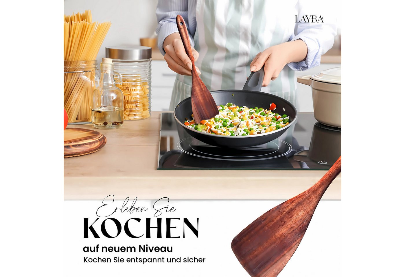 Layba Kochbesteck-Set LAYBA Teakholz Küchenspatel – Bild 2 von 5