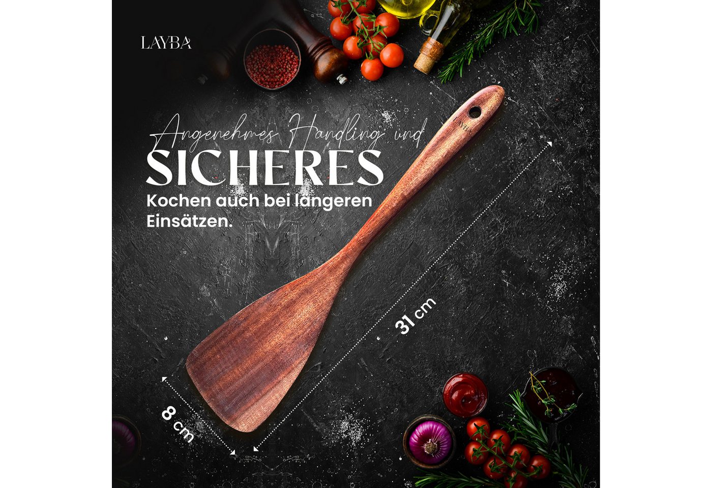 Layba Kochbesteck-Set LAYBA Teakholz Küchenspatel – Bild 3 von 5