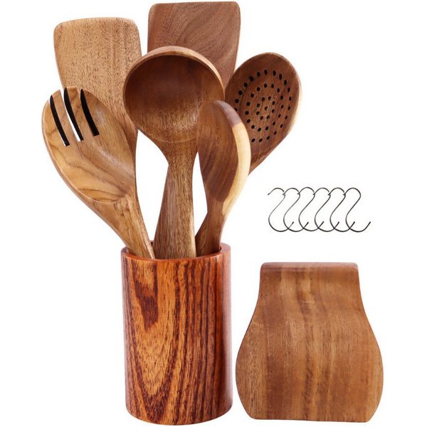 Lacers Kochlöffel Lacers PurpleLine - 14-Teiliges Kochlöffel set aus Holz, 14-teilig, 100 % Akazienholz – robust, hygienisch und lebensmittelecht