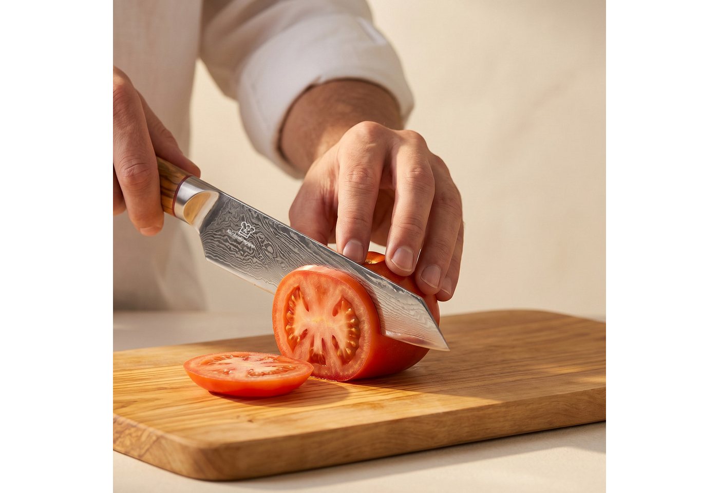 Küchenkompane Kochmesser Küchenkompane Mokuzai Chefmesser – VG10 Damaststahl – Olivenholz – Bild 3 von 5