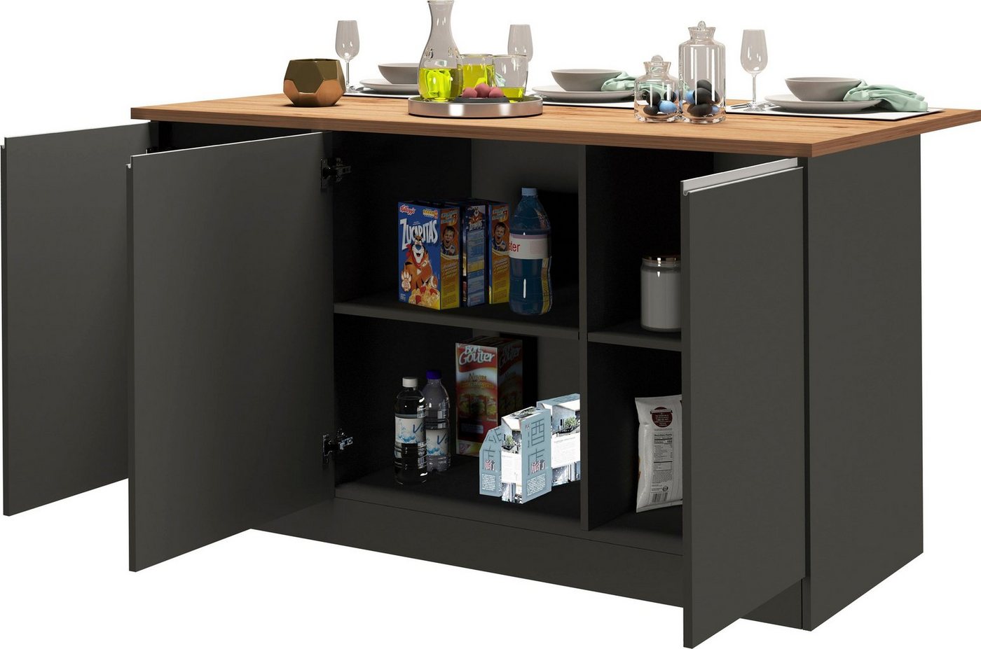 KOCHSTATION Kücheninsel KS-Sole, Kücheninsel, Breite 155 cm, 3 Türen – Bild 3 von 5