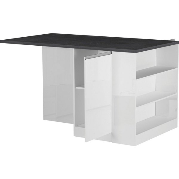 KOCHSTATION Kücheninsel KS-Sole, Breite 160 cm, 2 Türen, 4 offene Fächer