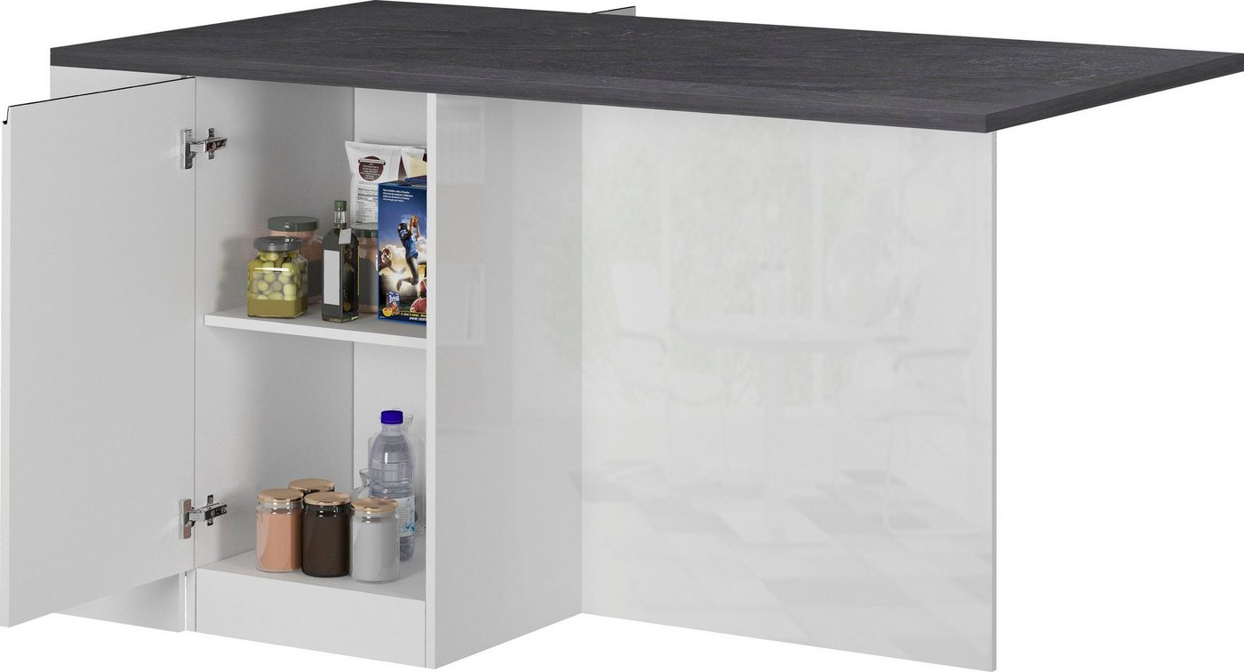 KOCHSTATION Kücheninsel KS-Sole, Breite 160 cm, 2 Türen, 4 offene Fächer – Bild 3 von 5
