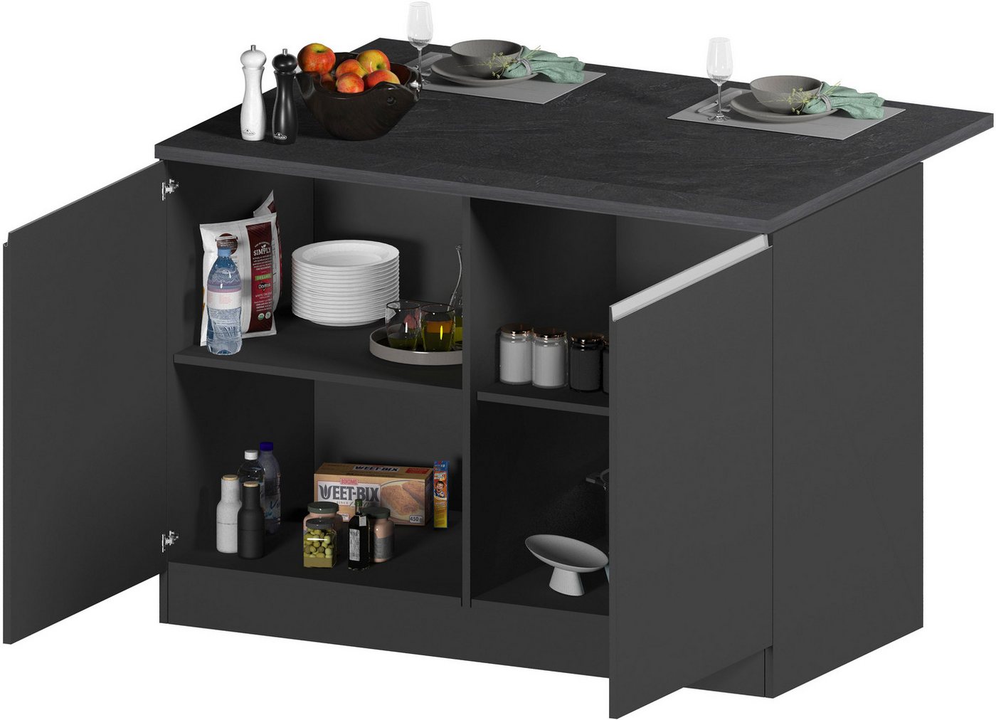 KOCHSTATION Kücheninsel KS-Sole, Breite 125 cm, mit 2 Türen – Bild 3 von 5