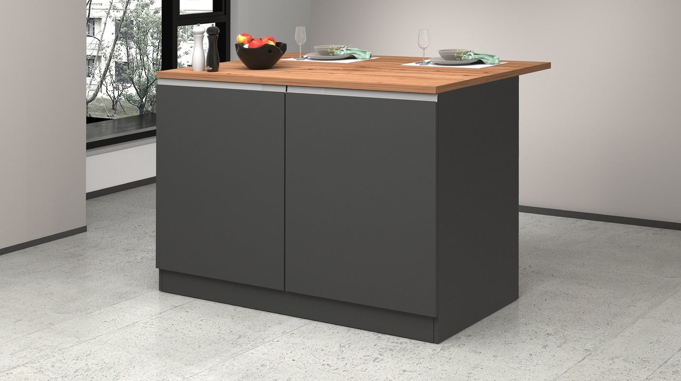KOCHSTATION Kücheninsel KS-Sole, Breite 125 cm, mit 2 Türen – Bild 2 von 5