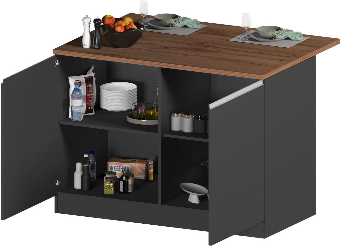 KOCHSTATION Kücheninsel KS-Sole, Breite 125 cm, mit 2 Türen – Bild 3 von 5