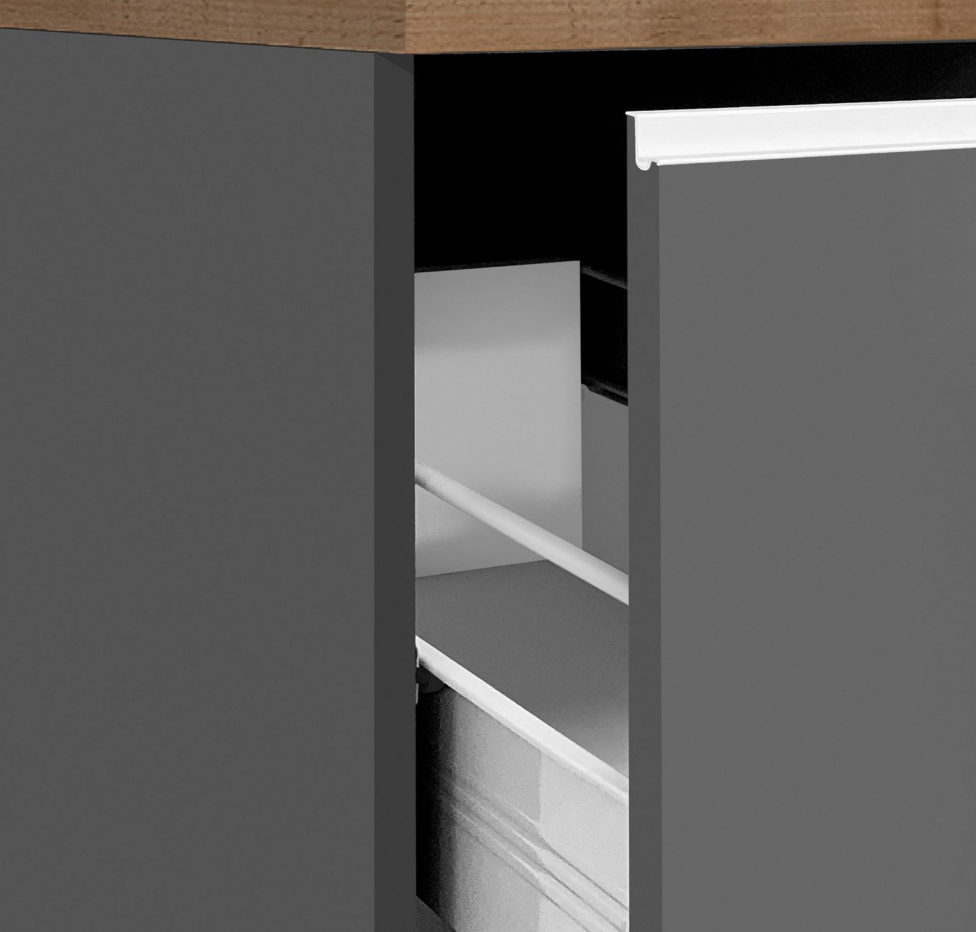 KOCHSTATION Kücheninsel KS-Sole,Kochinsel,Küchenarbeitsblock,Inselküche,Arbeitsinsel, Breite 155 cm, mit Apothekerauszug, gedämpfte Türen – Bild 5 von 5