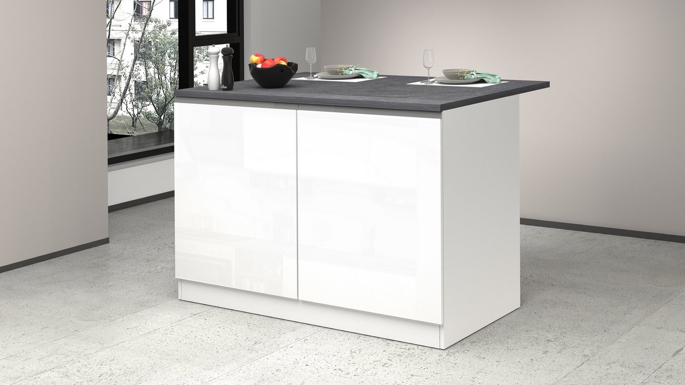 KOCHSTATION Kücheninsel KS-Sole, Breite 125 cm, mit 2 Türen – Bild 2 von 5