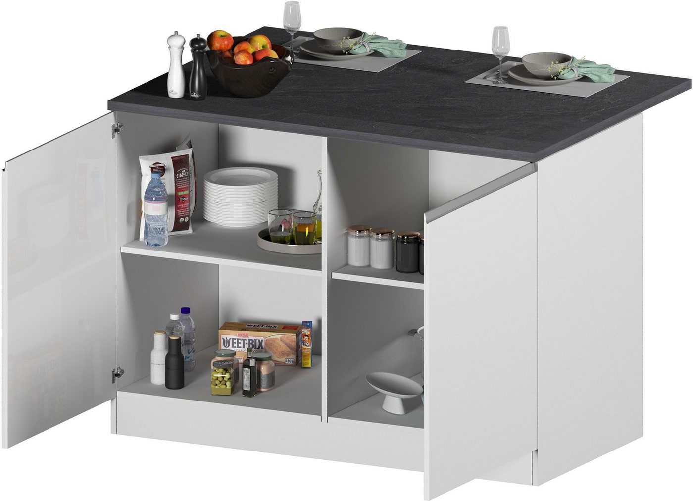 KOCHSTATION Kücheninsel KS-Sole, Breite 125 cm, mit 2 Türen – Bild 3 von 5