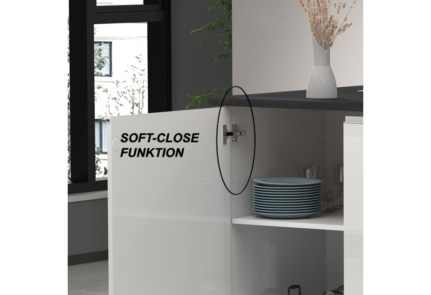 KOCHSTATION Kücheninsel Sole,Kochinsel,Küchenarbeitsblock,Inselküche,Arbeitsinsel, Breite 200 cm mit 4 Türen,4 Fächer, Arbeitsplatte, Aluminiumgriff – Bild 5 von 5