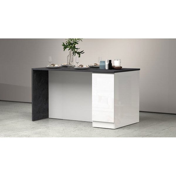 KOCHSTATION Kücheninsel Sole,Kochinsel,Küchenarbeitsblock,Inselküche,Arbeitsinsel, Breite 160 cm mit 2 Türen,4 Fächer, Arbeitsplatte, Aluminiumgriff