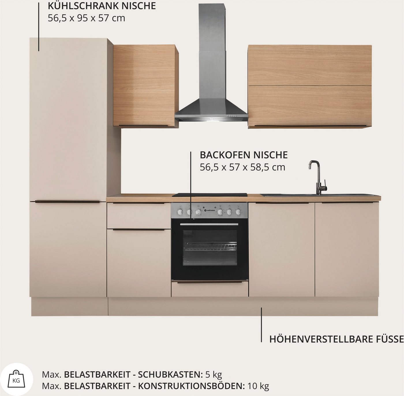 KOCHSTATION Küchenzeile Cocco, Breite 270 cm, wahlweise mit E-Geräten und Induktion – Bild 4 von 5