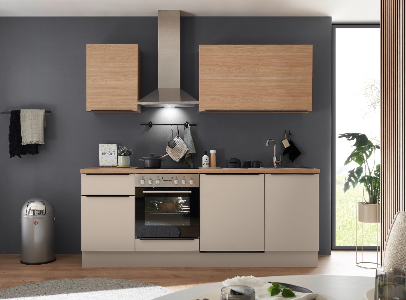 KOCHSTATION Küchenzeile Cocco, Breite 220 cm, wahlweise mit E-Geräten und Induktion – Bild 2 von 5