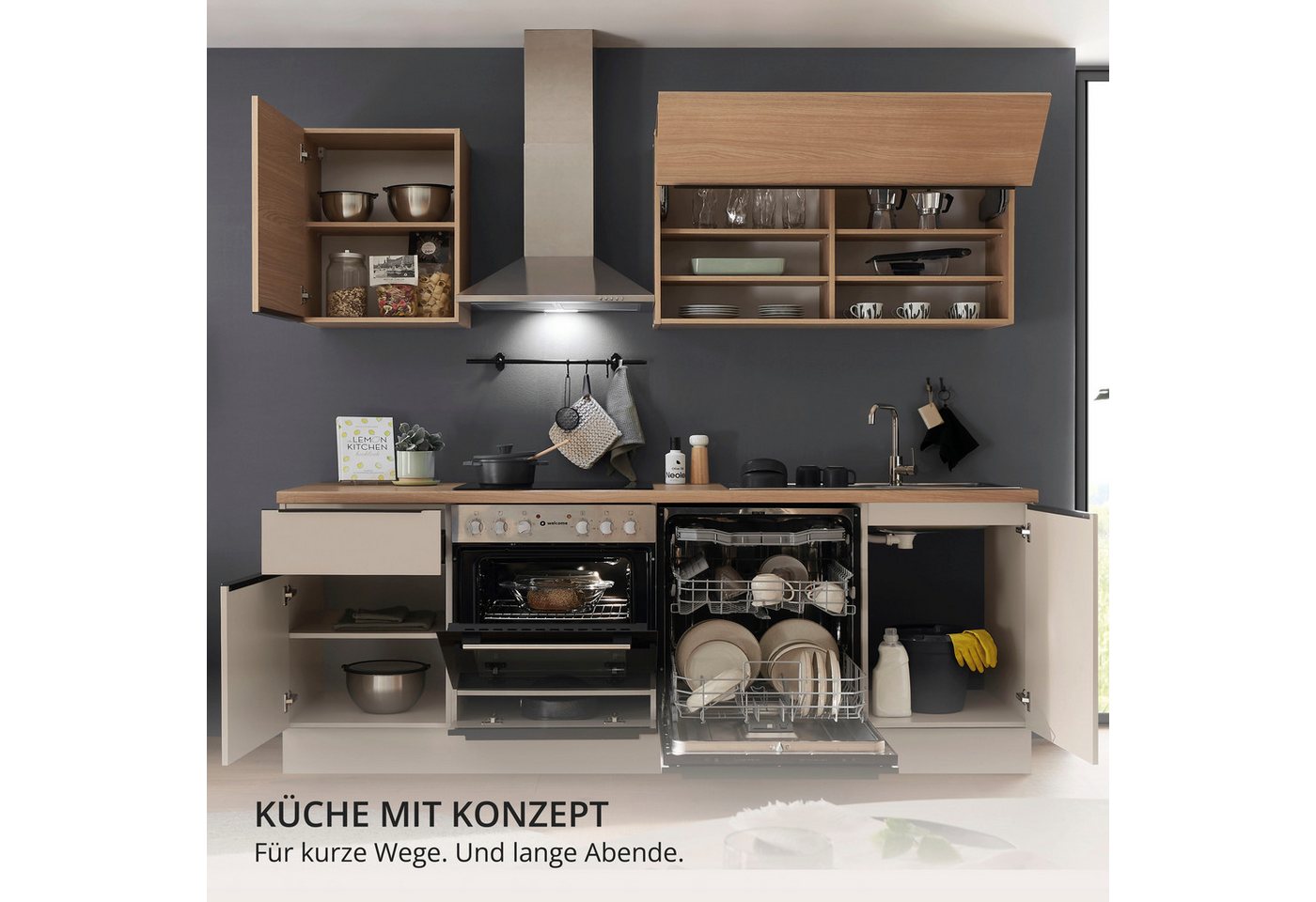 KOCHSTATION Küchenzeile Cocco, Breite 220 cm, wahlweise mit E-Geräten und Induktion – Bild 5 von 5