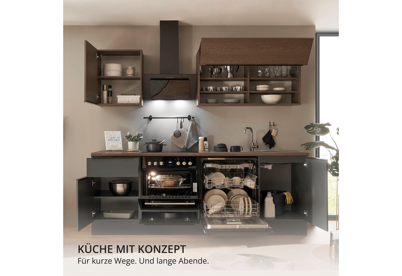 KOCHSTATION Küchenzeile Cocco, Breite 220 cm, wahlweise mit E-Geräten und Induktion – Bild 5 von 5