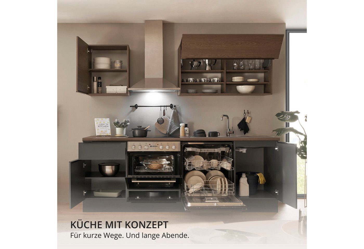 KOCHSTATION Küchenzeile Cocco, Breite 220 cm, wahlweise mit E-Geräten und Induktion – Bild 5 von 5