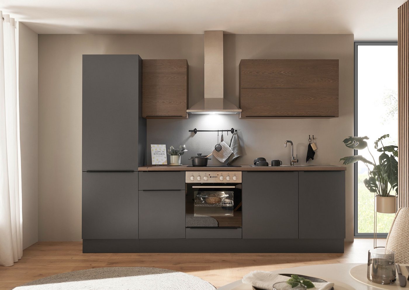 KOCHSTATION Küchenzeile Cocco, Breite 280 cm, wahlweise mit E-Geräten und Induktion – Bild 2 von 5