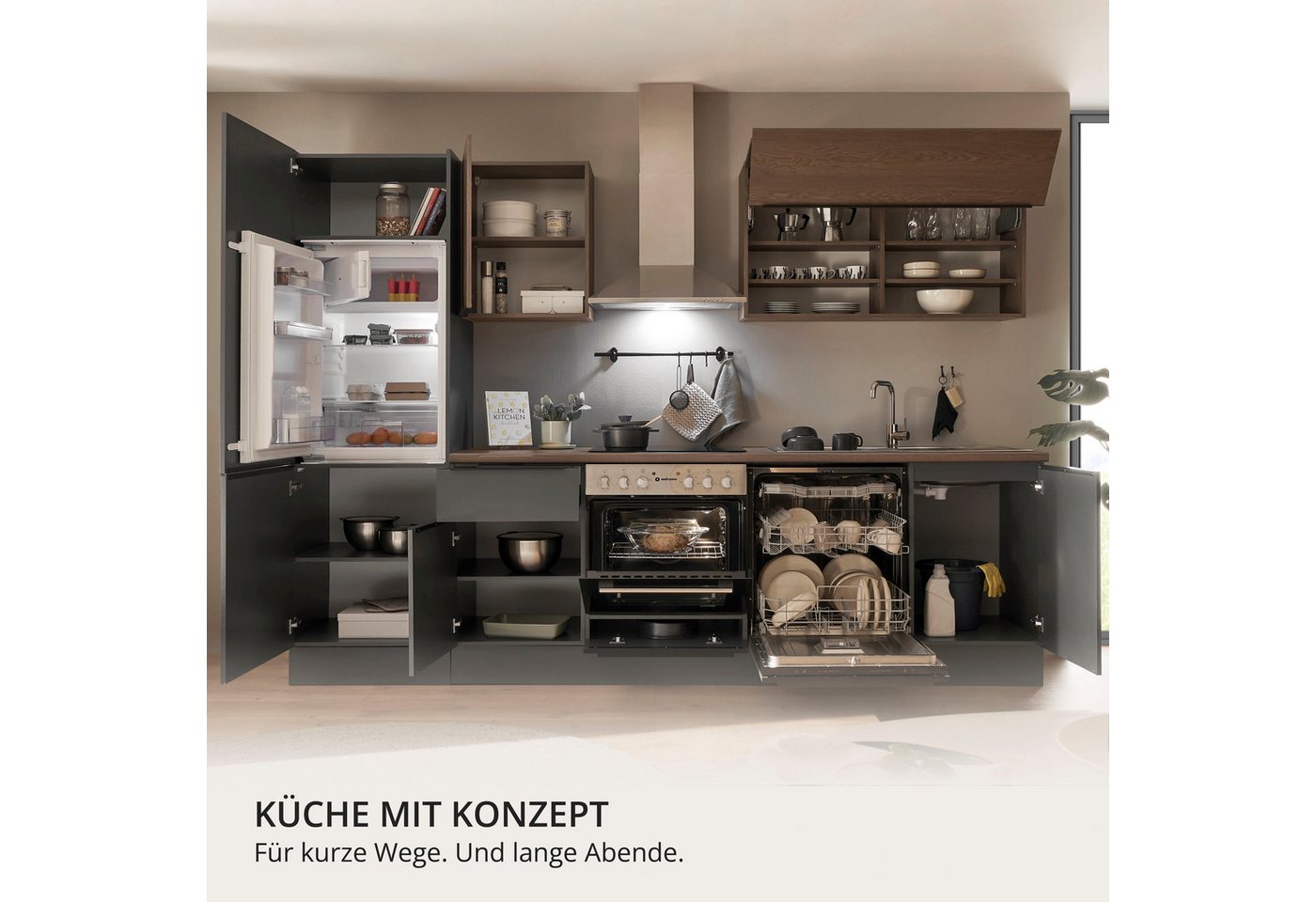 KOCHSTATION Küchenzeile Cocco, Breite 280 cm, wahlweise mit E-Geräten und Induktion – Bild 5 von 5
