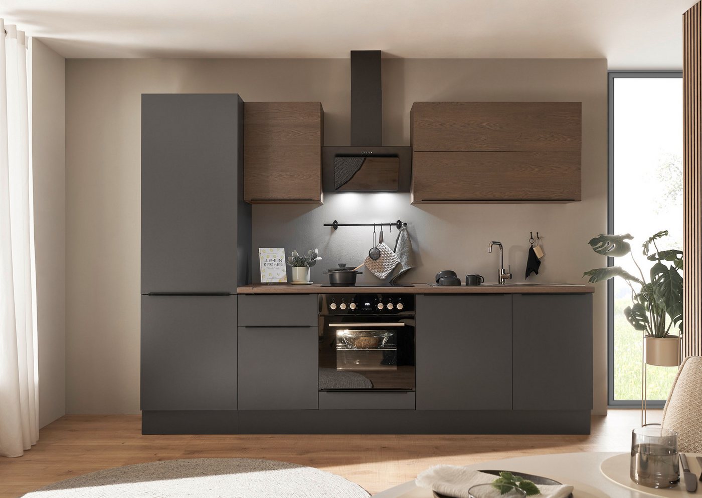 KOCHSTATION Küchenzeile Cocco, Breite 280 cm, wahlweise mit E-Geräten und Induktion – Bild 2 von 5