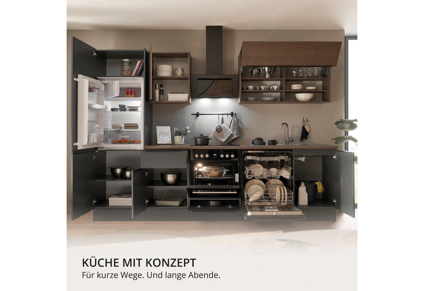 KOCHSTATION Küchenzeile Cocco, Breite 280 cm, wahlweise mit E-Geräten und Induktion – Bild 5 von 5