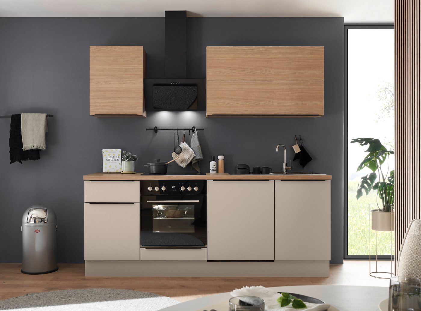 KOCHSTATION Küchenzeile Cocco, Breite 220 cm, wahlweise mit E-Geräten und Induktion – Bild 2 von 5