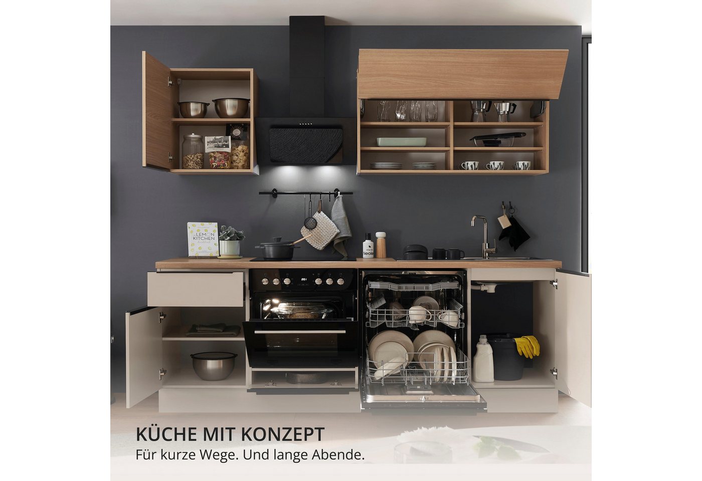 KOCHSTATION Küchenzeile Cocco, Breite 220 cm, wahlweise mit E-Geräten und Induktion – Bild 5 von 5