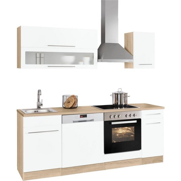 KOCHSTATION Küchenzeile KS-Eton, mit E-Geräten, Breite 210 cm