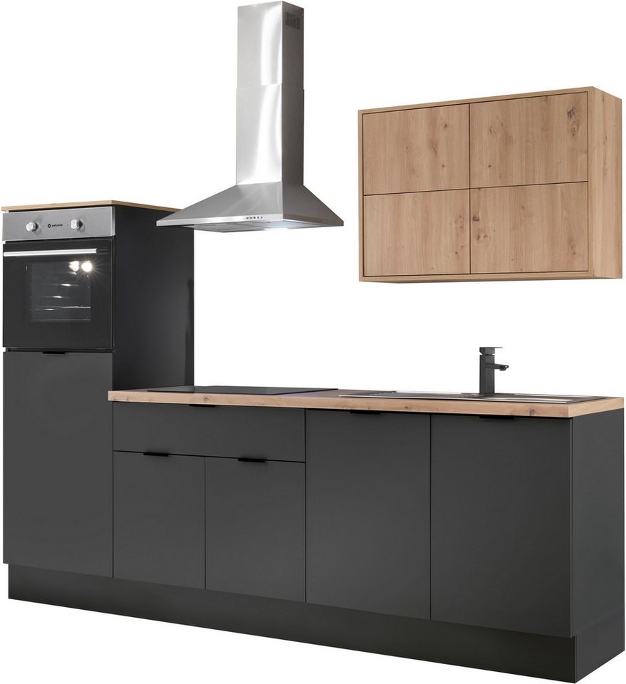 KOCHSTATION Küchenzeile KS-Georgia, mit 38mm starker Arbeitsplatte, Breite 250 cm, wahlweise mit E-Geräten und Kühlschrank – Bild 3 von 5