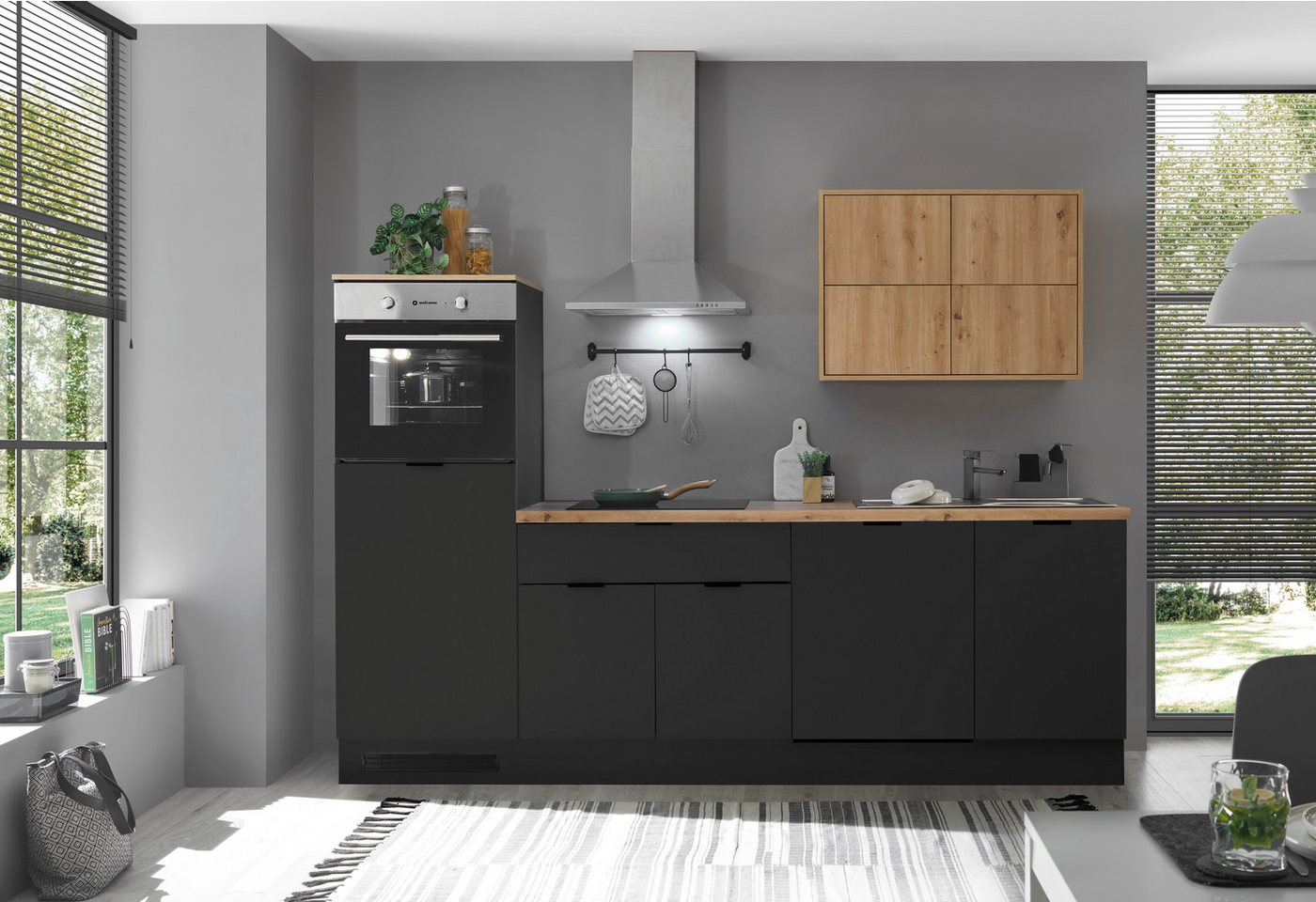 KOCHSTATION Küchenzeile KS-Georgia, mit 38mm starker Arbeitsplatte, Breite 260 cm, wahlweise mit E-Geräten und Kühlschrank – Bild 2 von 5