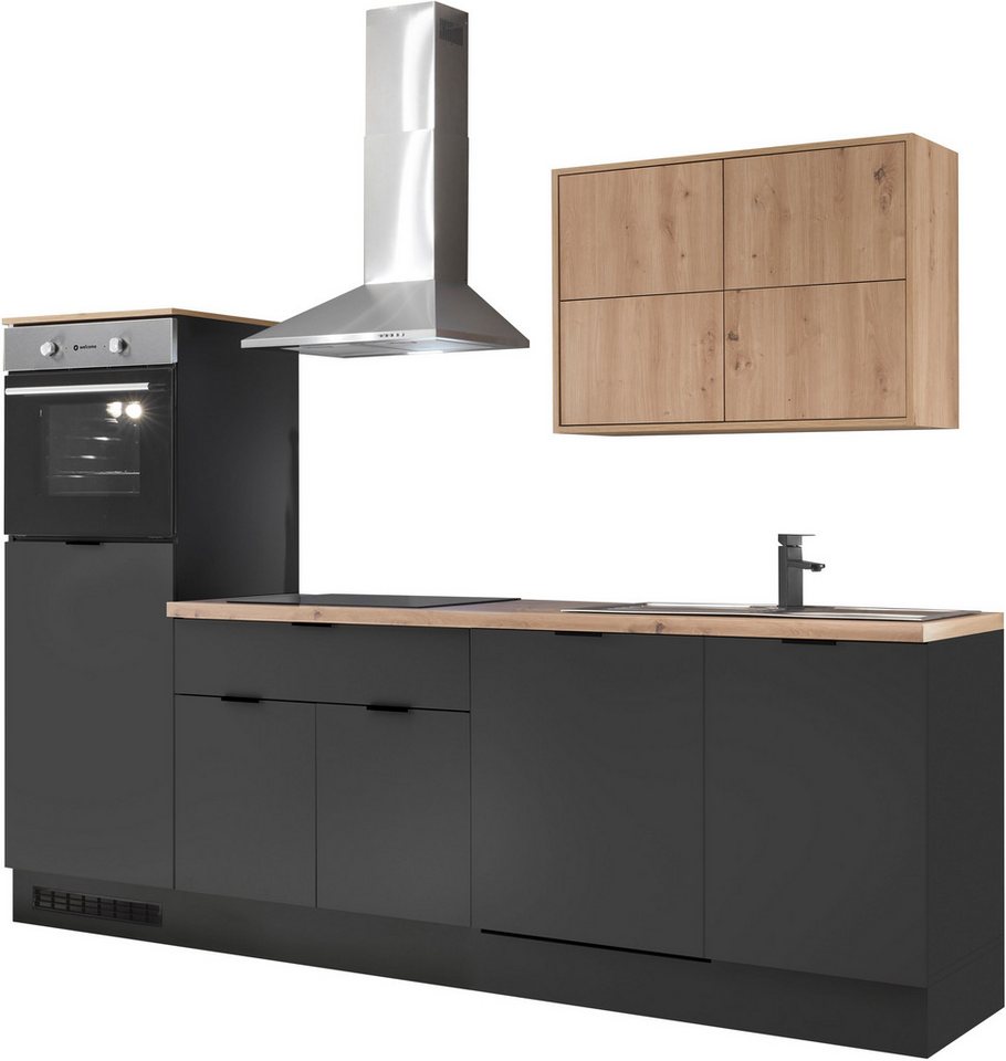KOCHSTATION Küchenzeile KS-Georgia, mit 38mm starker Arbeitsplatte, Breite 260 cm, wahlweise mit E-Geräten und Kühlschrank – Bild 3 von 5