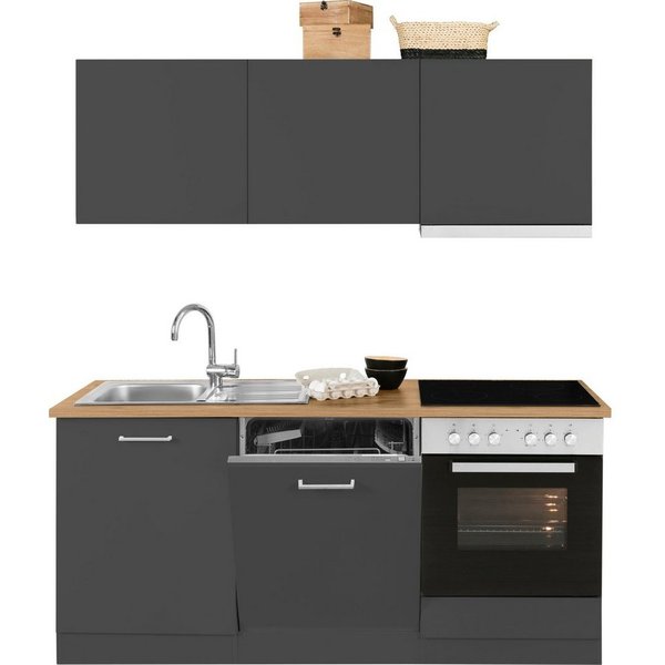 KOCHSTATION Küchenzeile KS-Kehl, mit E-Geräten, Breite 180 cm, inkl. Geschirrspülmaschine