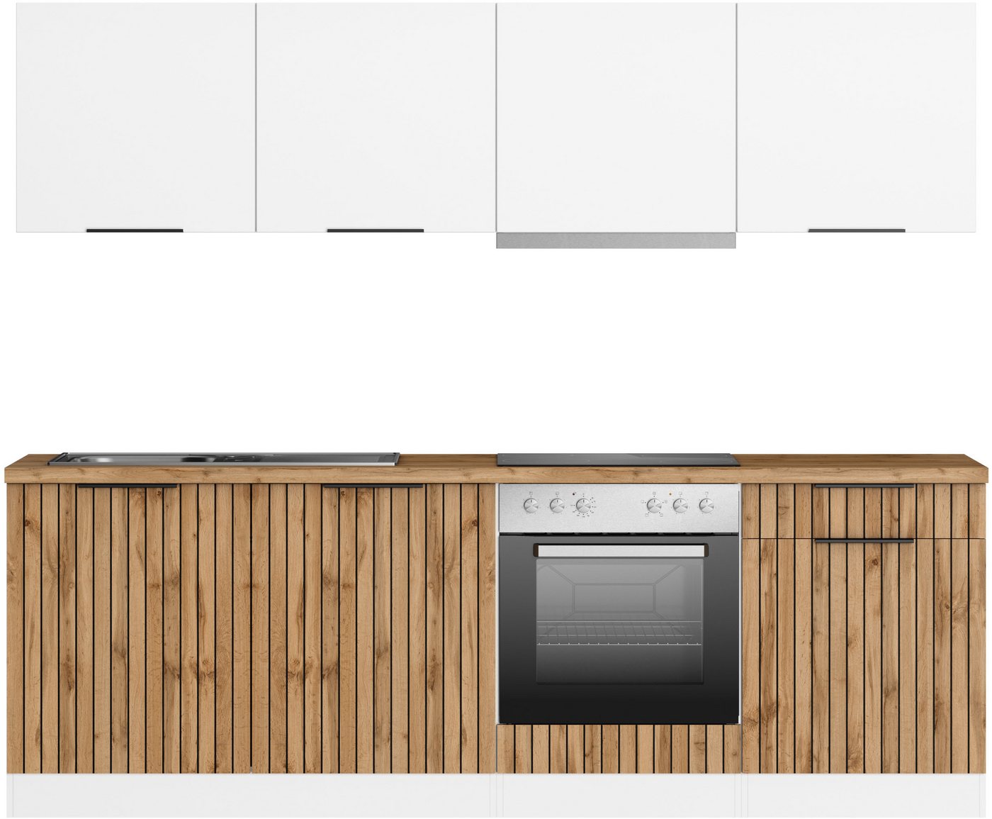 KOCHSTATION Küchenzeile KS-Lagos2, Breite 240 cm, wahlweise mit E-Geräten, mit 38mm starker Arbeitsplatte – Bild 2 von 5